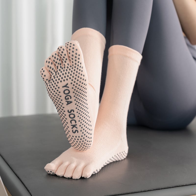 Kokvilnas neslīdošas jogas zeķes ar augstu galu, sievietēm 18-40 g., rudens-zima, 70-80% kokvilnas