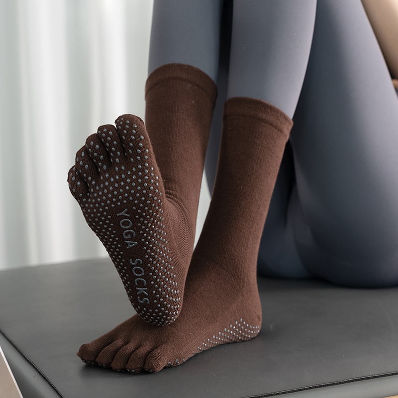 Kokvilnas neslīdošas jogas zeķes ar augstu galu, sievietēm 18-40 g., rudens-zima, 70-80% kokvilnas