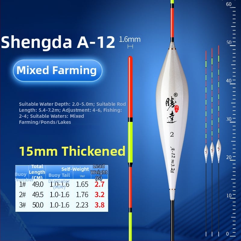 Shengda Seiko Float - Augstas jutības vertikālais peldētājs makšķerēšanai, no plastmasas, sacensībām