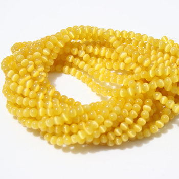 Laisvos karoliukai – katės akies akmens krištolo karoliukai, poliruoti, Korėjos stilius, kilnus raštas