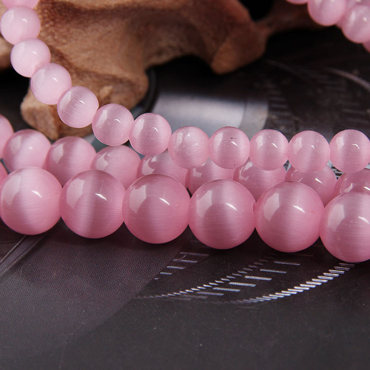 Laisvos karoliukai – katės akies akmens krištolo karoliukai, poliruoti, Korėjos stilius, kilnus raštas