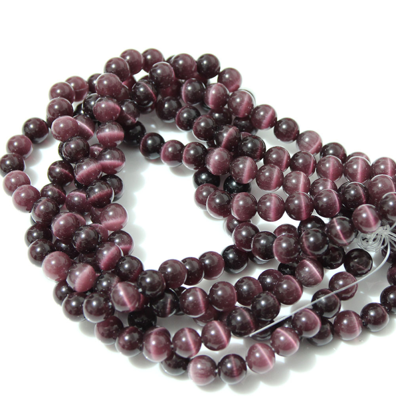 Laisvos karoliukai – katės akies akmens krištolo karoliukai, poliruoti, Korėjos stilius, kilnus raštas