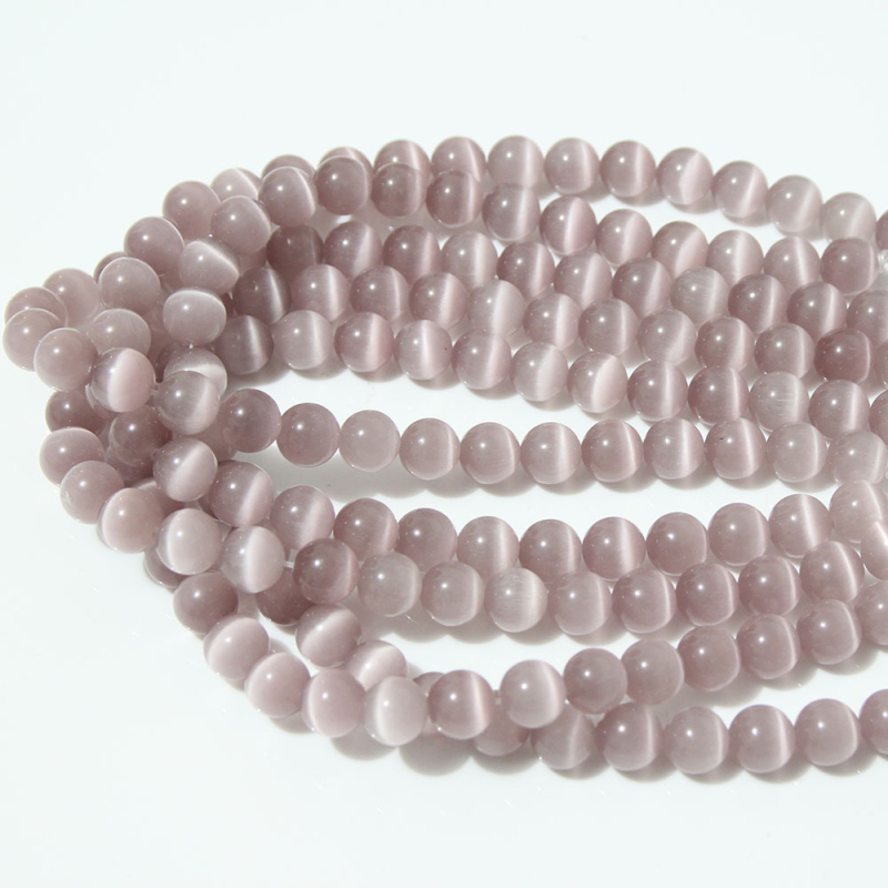 Laisvos karoliukai – katės akies akmens krištolo karoliukai, poliruoti, Korėjos stilius, kilnus raštas