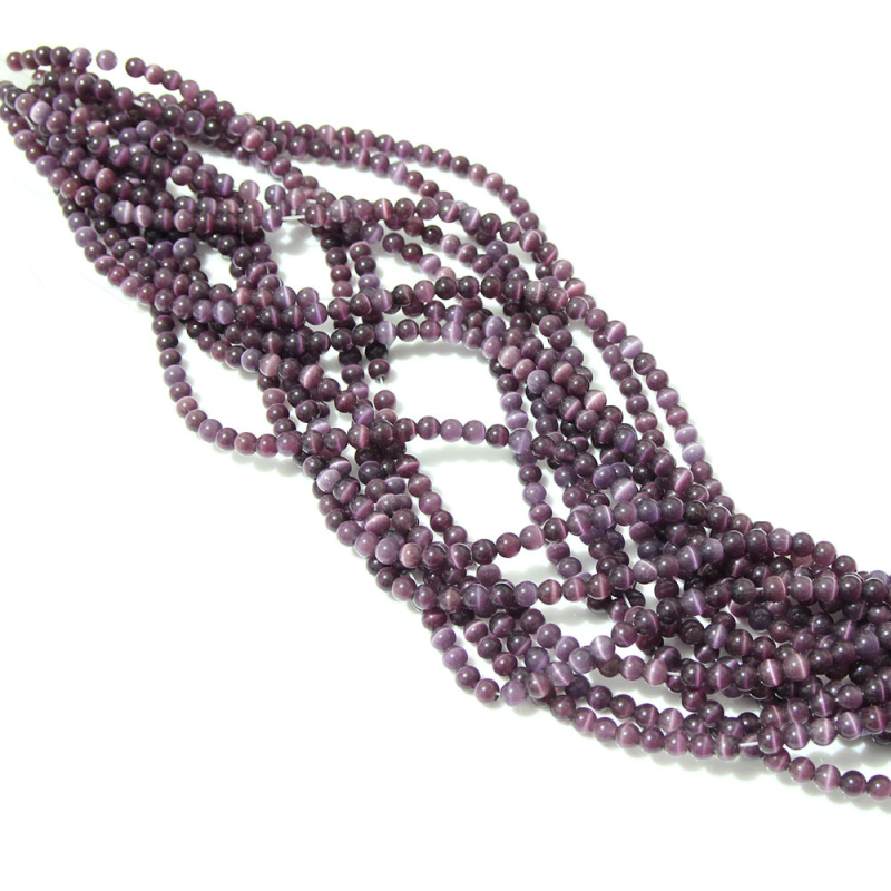 Laisvos karoliukai – katės akies akmens krištolo karoliukai, poliruoti, Korėjos stilius, kilnus raštas