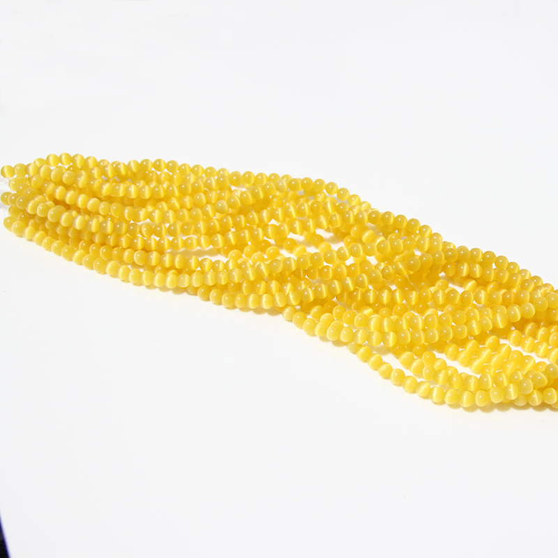 Laisvos karoliukai – katės akies akmens krištolo karoliukai, poliruoti, Korėjos stilius, kilnus raštas