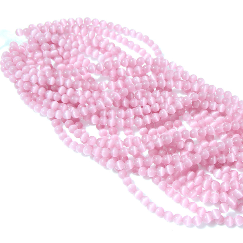 Laisvos karoliukai – katės akies akmens krištolo karoliukai, poliruoti, Korėjos stilius, kilnus raštas