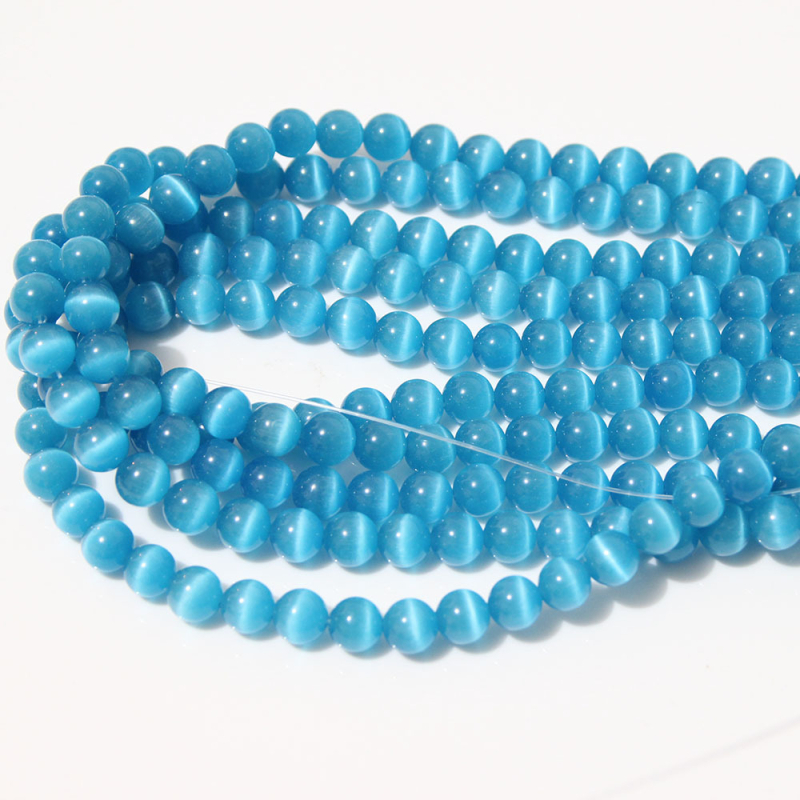 Laisvos karoliukai – katės akies akmens krištolo karoliukai, poliruoti, Korėjos stilius, kilnus raštas