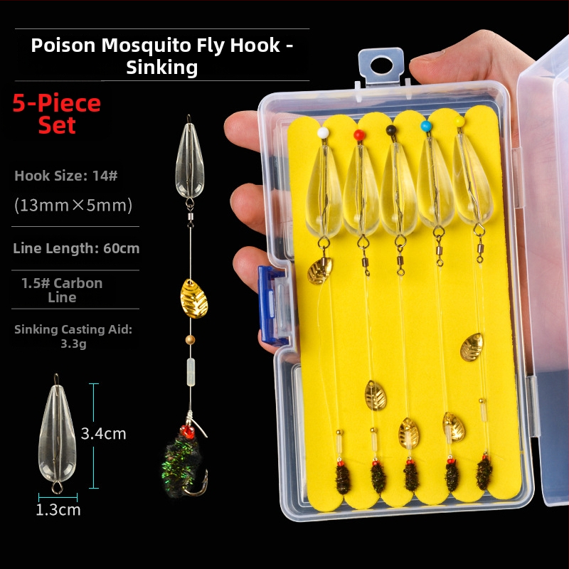 Xiao Yang dantyti žvejybos kabliukai rinkinys su karoliukais ir blizgučiais