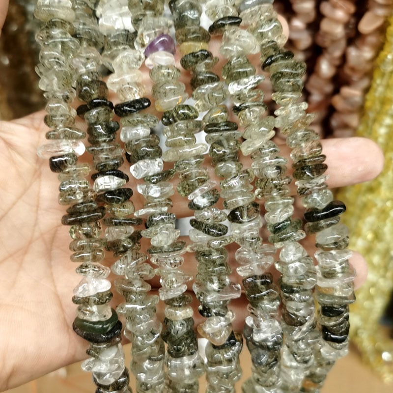 Ελεύθερες χάντρες από φυσικούς λίθους, διαχωριστικά με μοτίβο δράκου, ακανόνιστα σχήματα λίθων, κοπή και άλεση