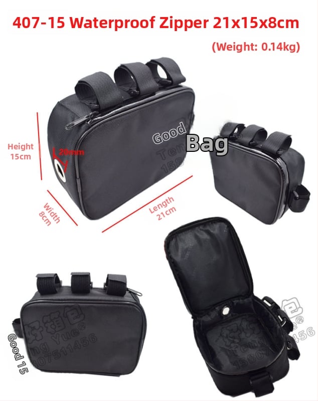 Velosipēdu soma ar augšējās caurules stiprinājumu — 0.5 L tilpums, modelis 407