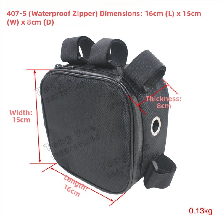 Velosipēdu soma ar augšējās caurules stiprinājumu — 0.5 L tilpums, modelis 407