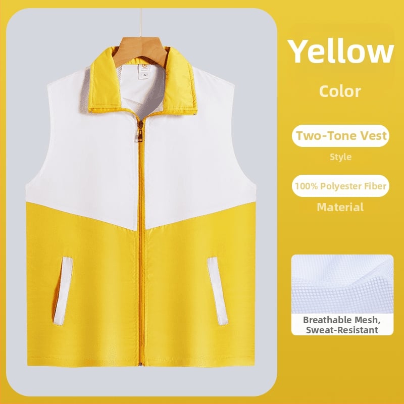 Работен елек с принт лого - цип, без яка, полиестер, основен плат