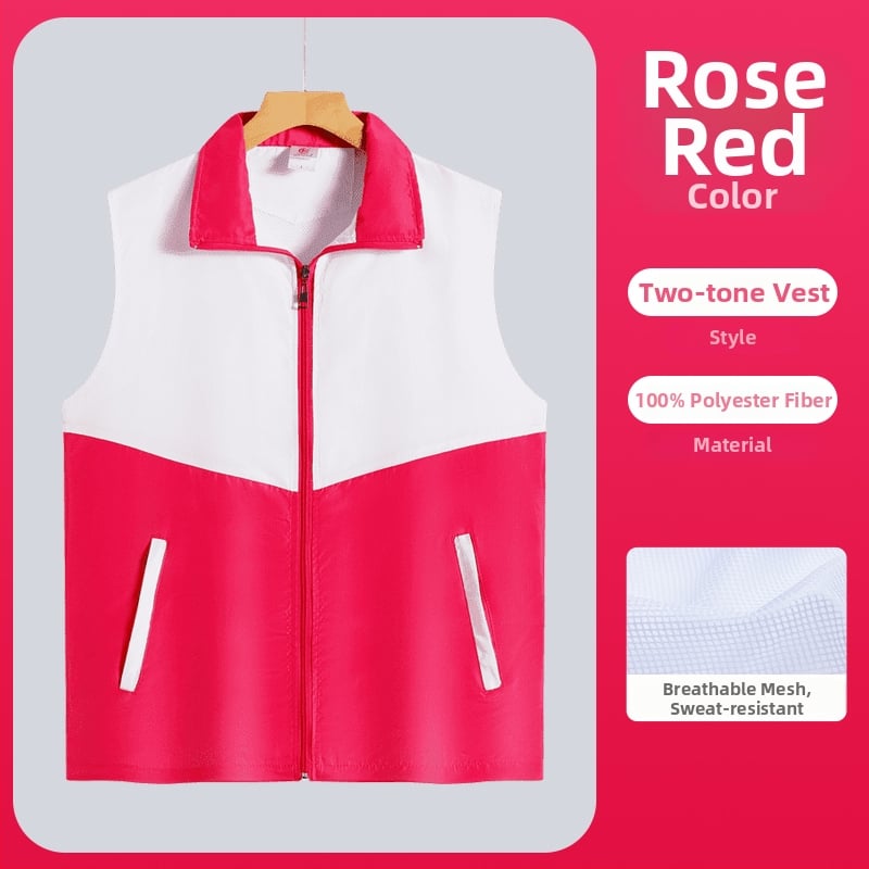 Работен елек с принт лого - цип, без яка, полиестер, основен плат