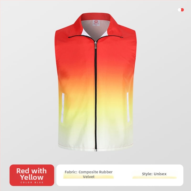 Работен елек с принт лого - цип, без яка, полиестер, основен плат