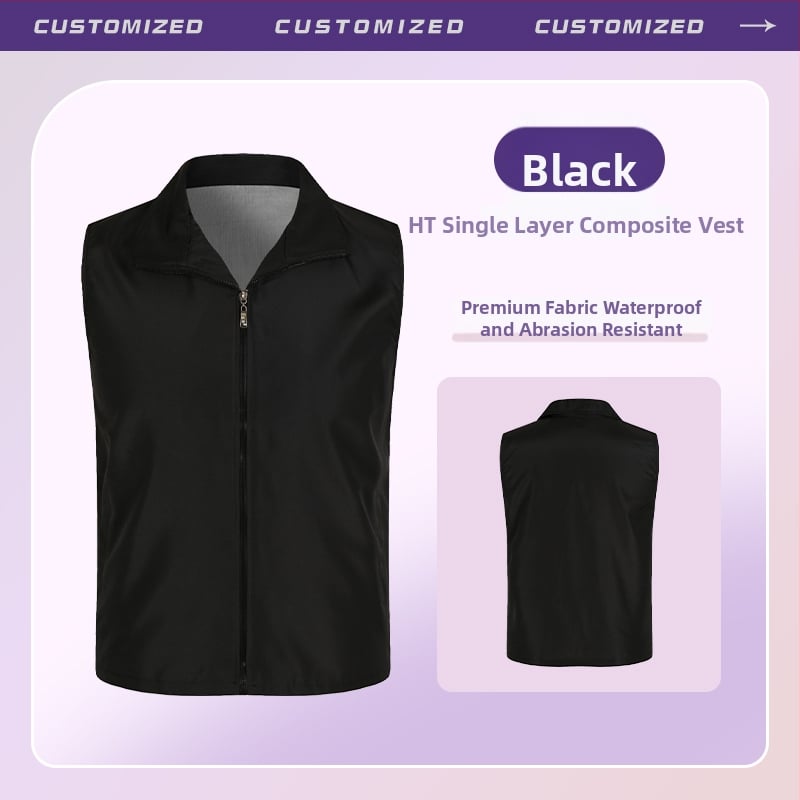 Работен елек с принт лого - цип, без яка, полиестер, основен плат