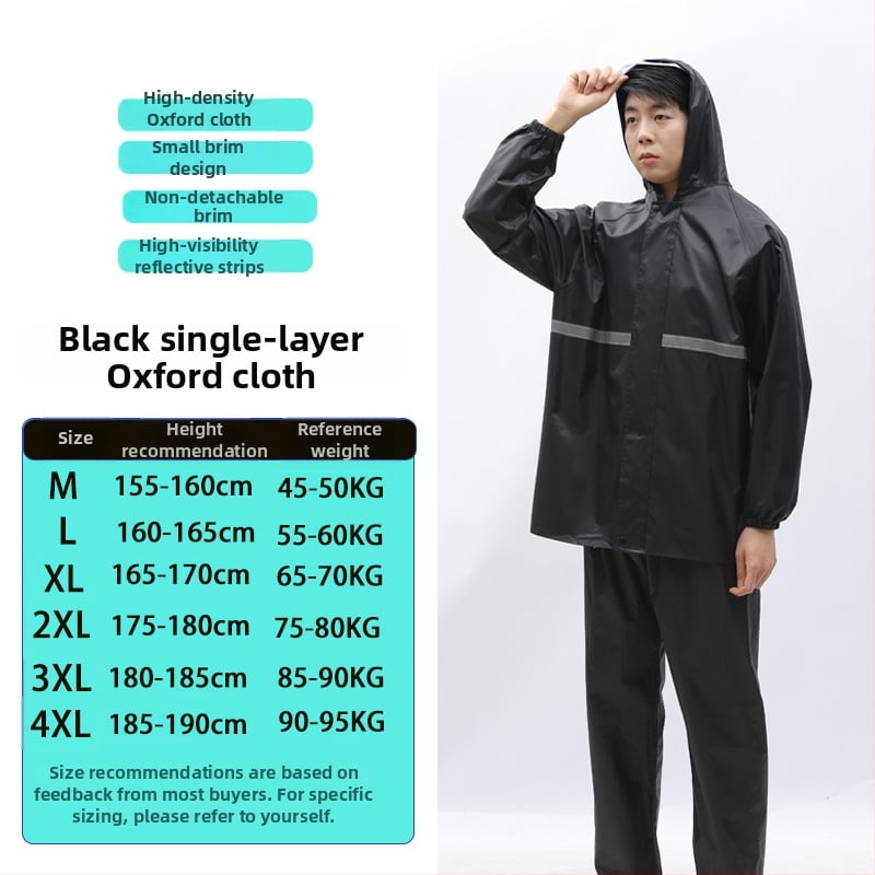 Двучастен комплект дъждобран и дъждовни панталони за възрастни, за ездачи, плат Chun Yafang 0.22 mm, водоустойчив слой PVC лепило