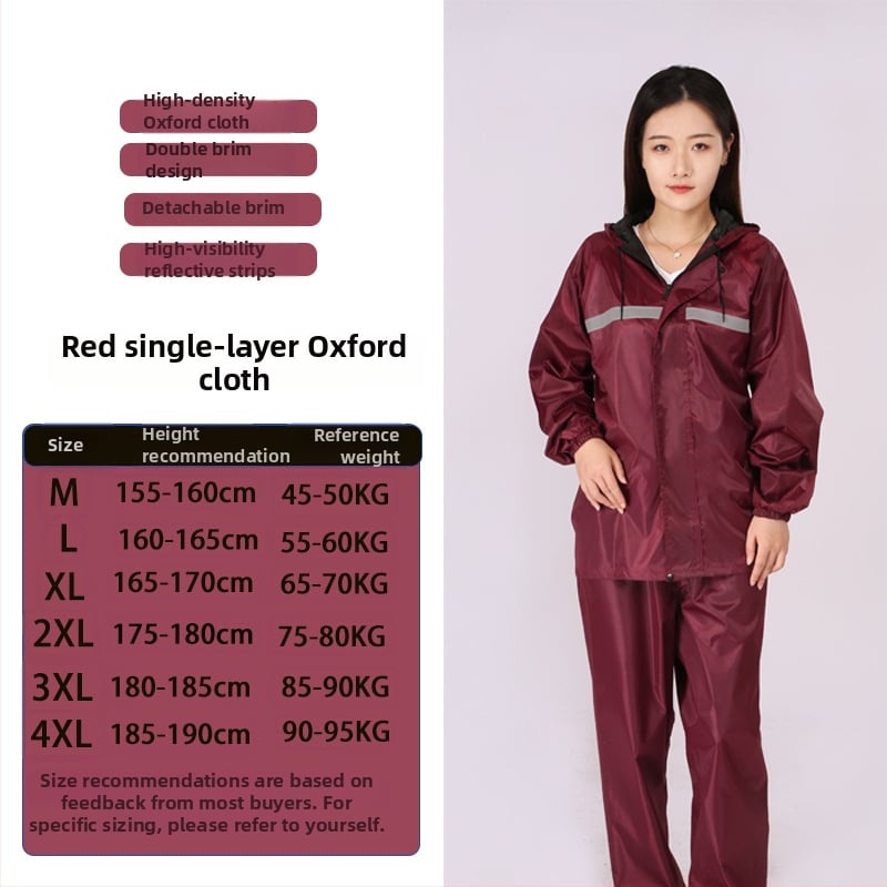 Двучастен комплект дъждобран и дъждовни панталони за възрастни, за ездачи, плат Chun Yafang 0.22 mm, водоустойчив слой PVC лепило