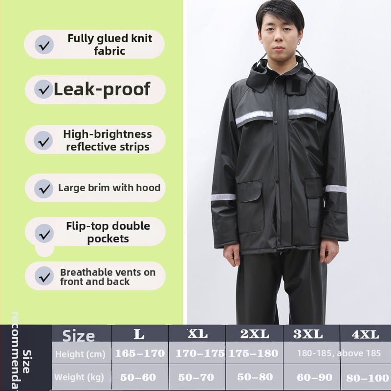 Двучастен комплект дъждобран и дъждовни панталони за възрастни, за ездачи, плат Chun Yafang 0.22 mm, водоустойчив слой PVC лепило