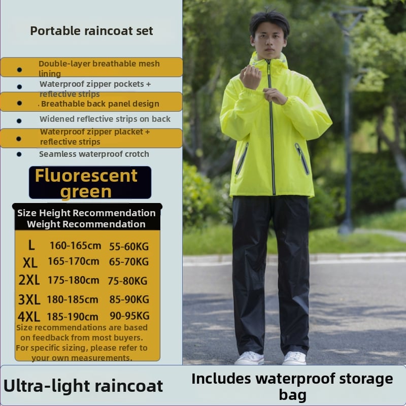 Двучастен комплект дъждобран и дъждовни панталони за възрастни, за ездачи, плат Chun Yafang 0.22 mm, водоустойчив слой PVC лепило