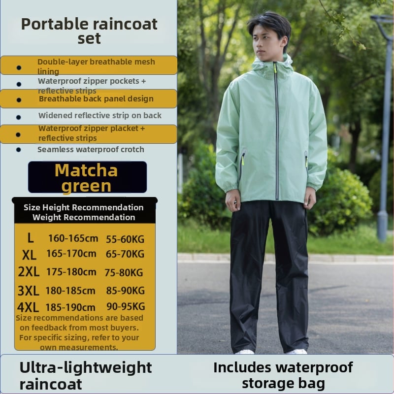 Двучастен комплект дъждобран и дъждовни панталони за възрастни, за ездачи, плат Chun Yafang 0.22 mm, водоустойчив слой PVC лепило