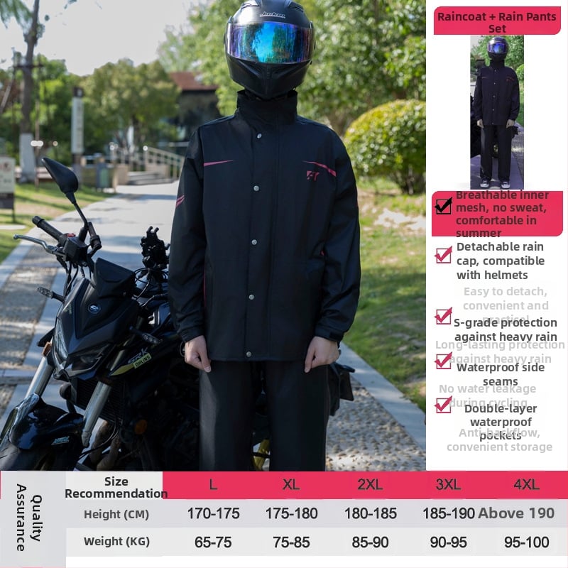 Двучастен комплект дъждобран и дъждовни панталони за възрастни, за ездачи, плат Chun Yafang 0.22 mm, водоустойчив слой PVC лепило