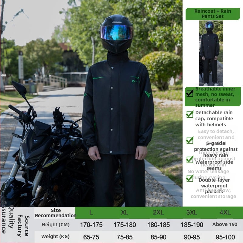 Двучастен комплект дъждобран и дъждовни панталони за възрастни, за ездачи, плат Chun Yafang 0.22 mm, водоустойчив слой PVC лепило