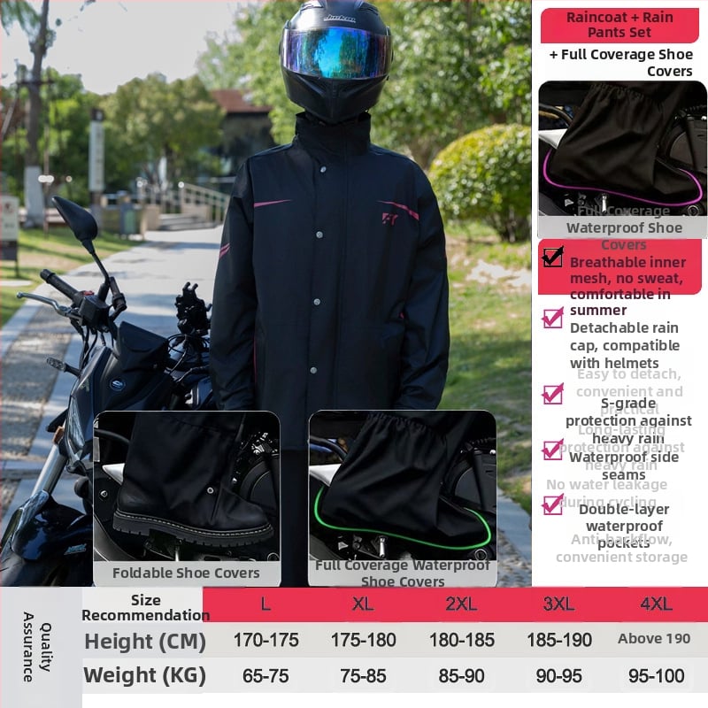 Двучастен комплект дъждобран и дъждовни панталони за възрастни, за ездачи, плат Chun Yafang 0.22 mm, водоустойчив слой PVC лепило