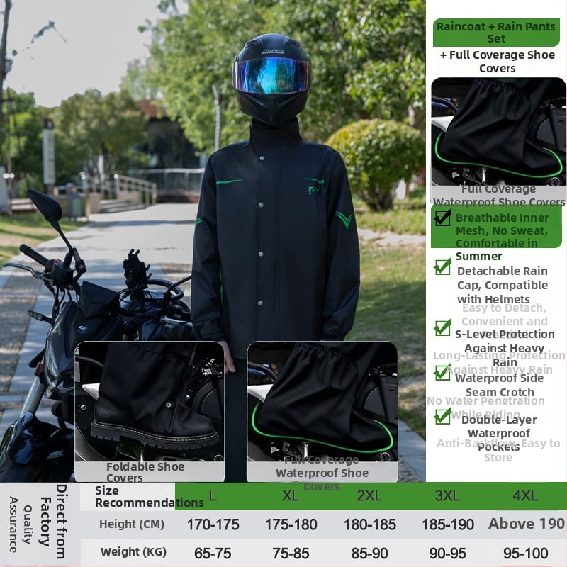 Двучастен комплект дъждобран и дъждовни панталони за възрастни, за ездачи, плат Chun Yafang 0.22 mm, водоустойчив слой PVC лепило