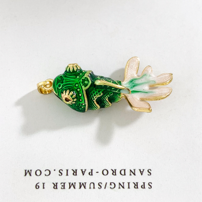 Varinis pakabukas su tikru auksiniu paviršiumi, koi žuvies motyvas, mados stilius