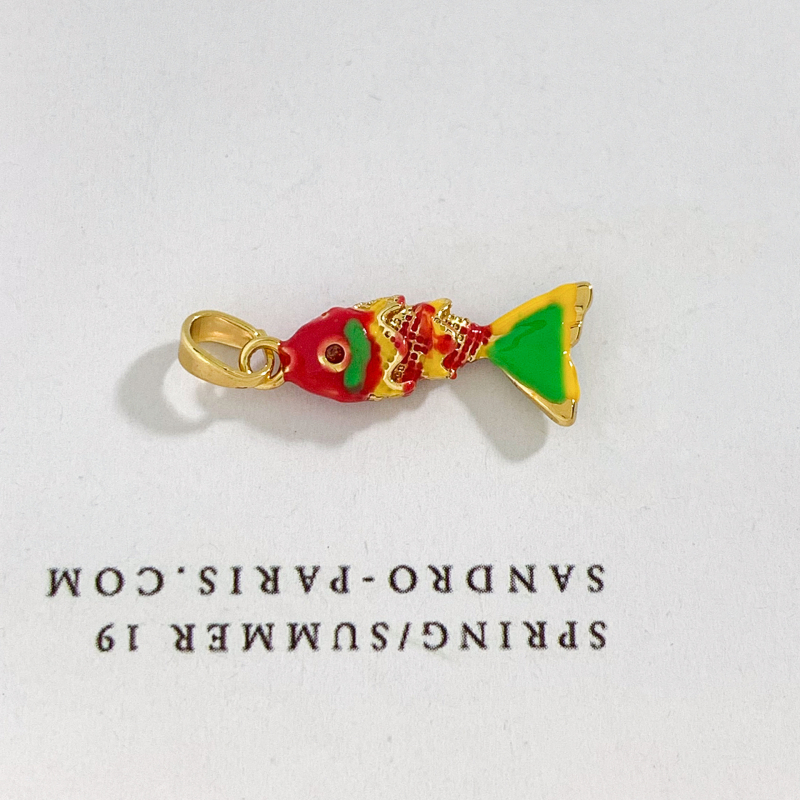 Varinis pakabukas su tikru auksiniu paviršiumi, koi žuvies motyvas, mados stilius