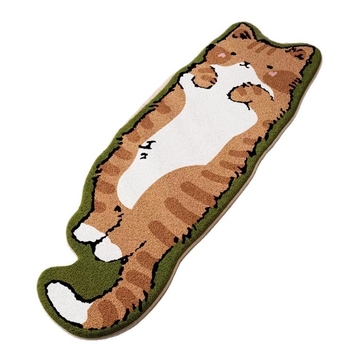 Килимче до леглото с форма на котка в анимационен стил, изкуствен кашмир, против подхлъзване, миещ се, удебелен