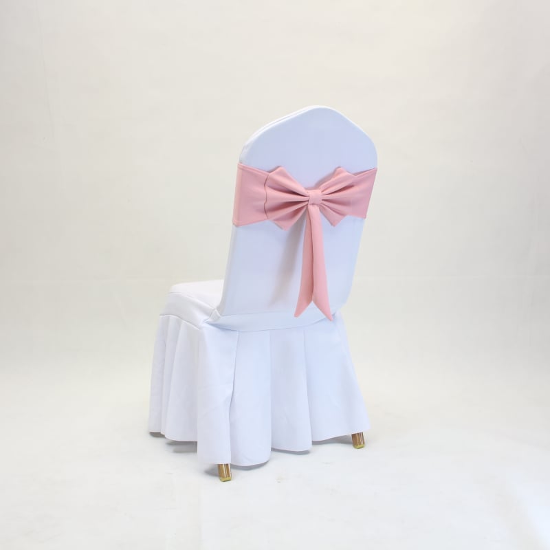 Banketinė elastinga kėdės danga su gėlių dekoru nugaroje, be kaspinėlio, stačiakampio formos, elastinis audinys