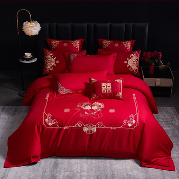 4 dalių patalynės komplektas iš 100% medvilnės, Twill audinys, reaktyvus dažymas, vienos spalvos dizainas, vestuvinis stilius