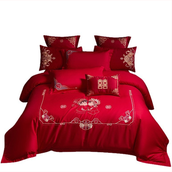 4 dalių patalynės komplektas iš 100% medvilnės, Twill audinys, reaktyvus dažymas, vienos spalvos dizainas, vestuvinis stilius