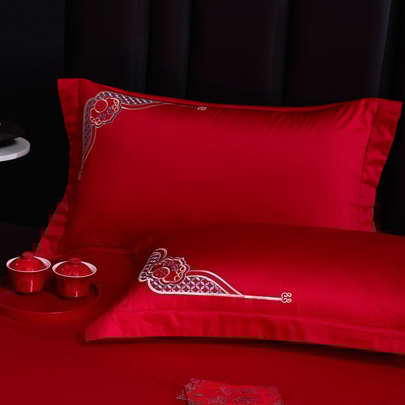 4 dalių patalynės komplektas iš 100% medvilnės, Twill audinys, reaktyvus dažymas, vienos spalvos dizainas, vestuvinis stilius