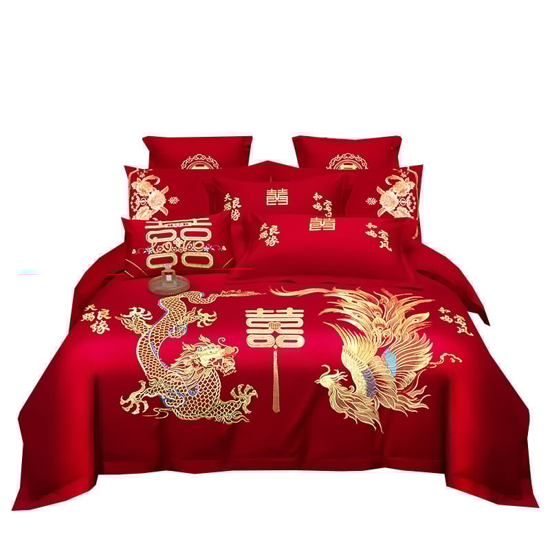 4 dalių patalynės komplektas iš 100% medvilnės, Twill audinys, reaktyvus dažymas, vienos spalvos dizainas, vestuvinis stilius