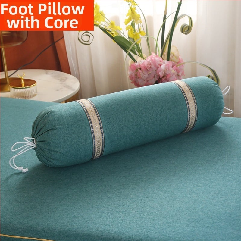 Удължена цилиндрична възглавничка за крак в европейски стил – сваляща се и подходяща за пране, пълнеж от коприна, комплект от четири части