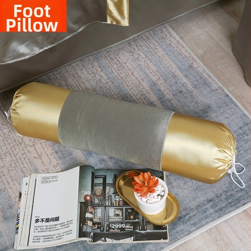 Удължена цилиндрична възглавничка за крак в европейски стил – сваляща се и подходяща за пране, пълнеж от коприна, комплект от четири части