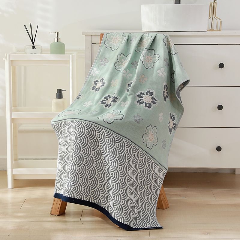 Unique Item Vonios rankšluostis iš 100% medvilnės, keturių sluoksnių marle, unisex, greitas džiūvimas, Jacquard audinys 150D, svoris mažiau nei 100 g