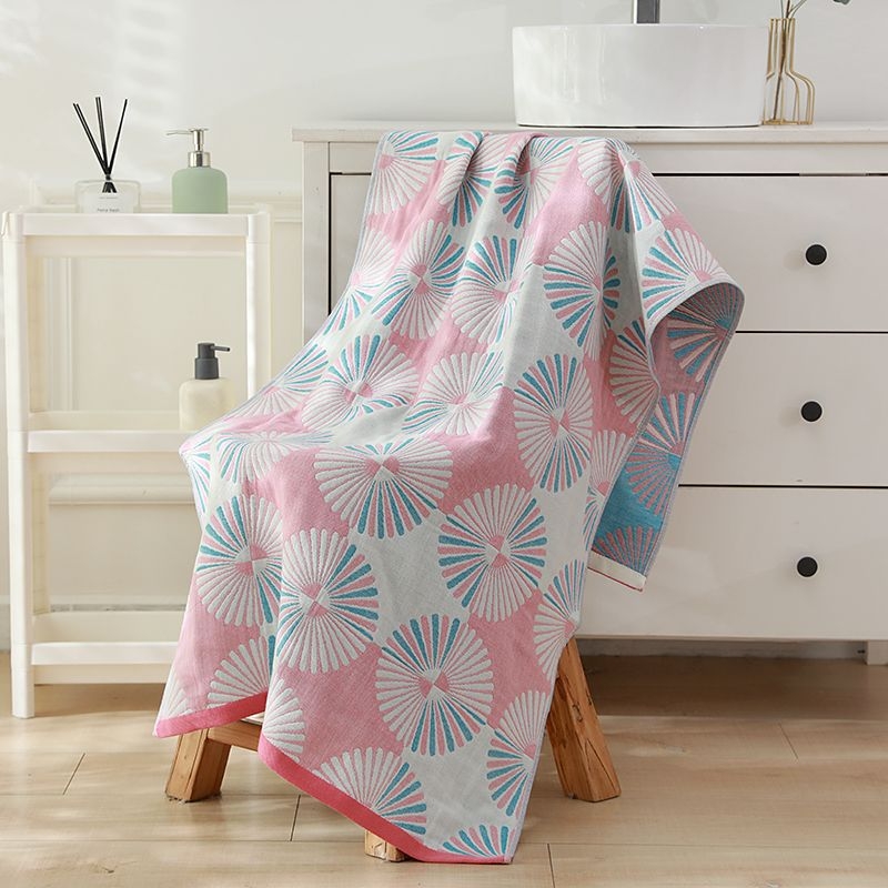 Unique Item Vonios rankšluostis iš 100% medvilnės, keturių sluoksnių marle, unisex, greitas džiūvimas, Jacquard audinys 150D, svoris mažiau nei 100 g