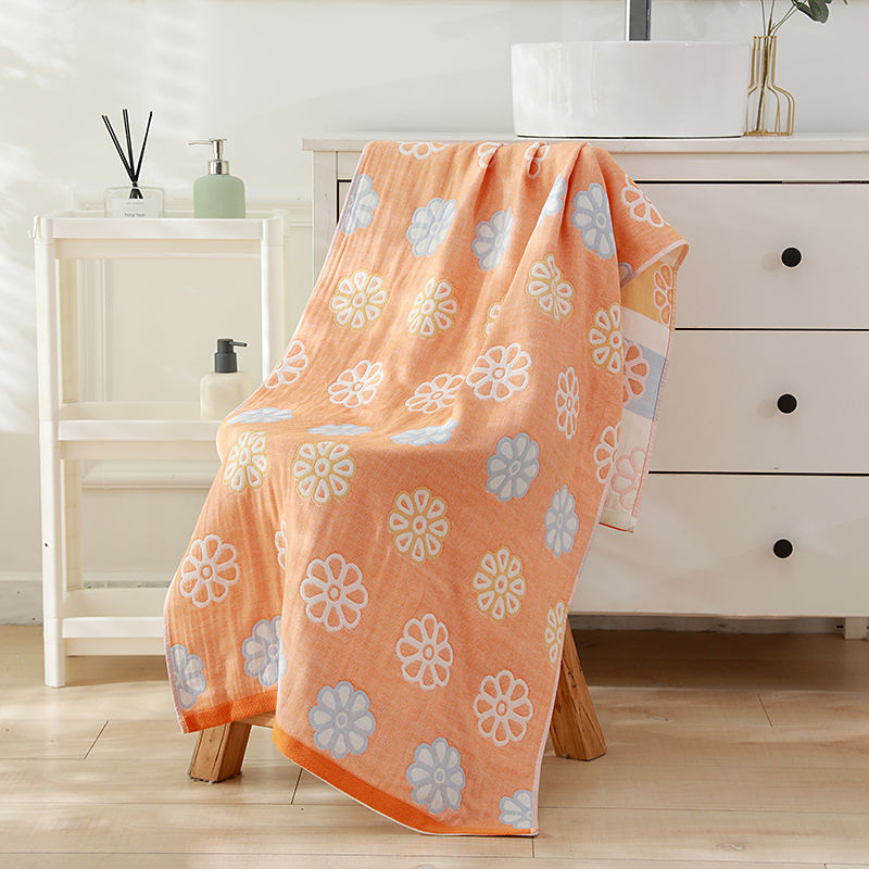 Unique Item Vonios rankšluostis iš 100% medvilnės, keturių sluoksnių marle, unisex, greitas džiūvimas, Jacquard audinys 150D, svoris mažiau nei 100 g