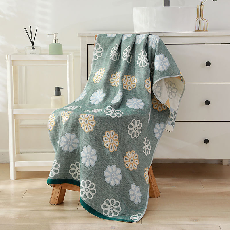 Unique Item Vonios rankšluostis iš 100% medvilnės, keturių sluoksnių marle, unisex, greitas džiūvimas, Jacquard audinys 150D, svoris mažiau nei 100 g