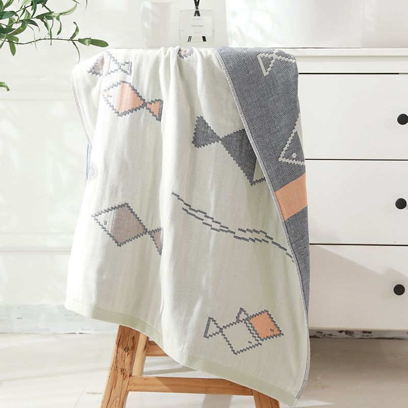 Unique Item Vonios rankšluostis iš 100% medvilnės, keturių sluoksnių marle, unisex, greitas džiūvimas, Jacquard audinys 150D, svoris mažiau nei 100 g