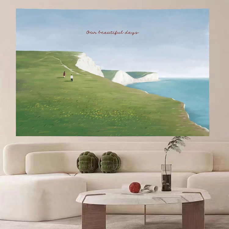 Goblen de perete: design simplu modern minimalist peisaj; Material: pluș; Conținut polyester: 81–90%; Stil: modern minimalist; Model: peisaj; Potrivit pentru living, dormitor, birou