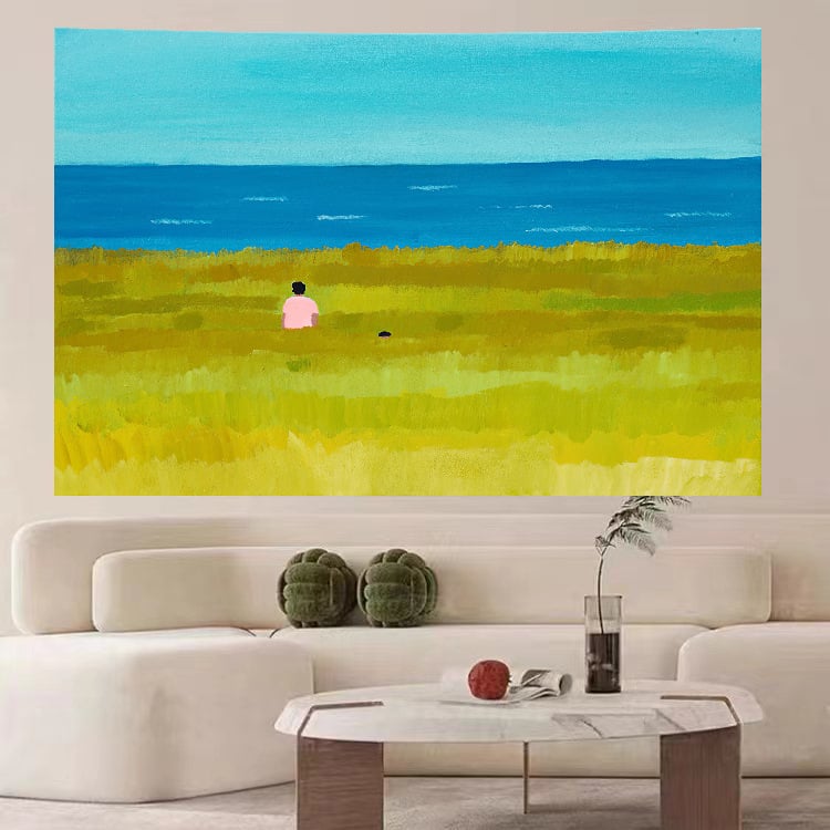 Goblen de perete: design simplu modern minimalist peisaj; Material: pluș; Conținut polyester: 81–90%; Stil: modern minimalist; Model: peisaj; Potrivit pentru living, dormitor, birou