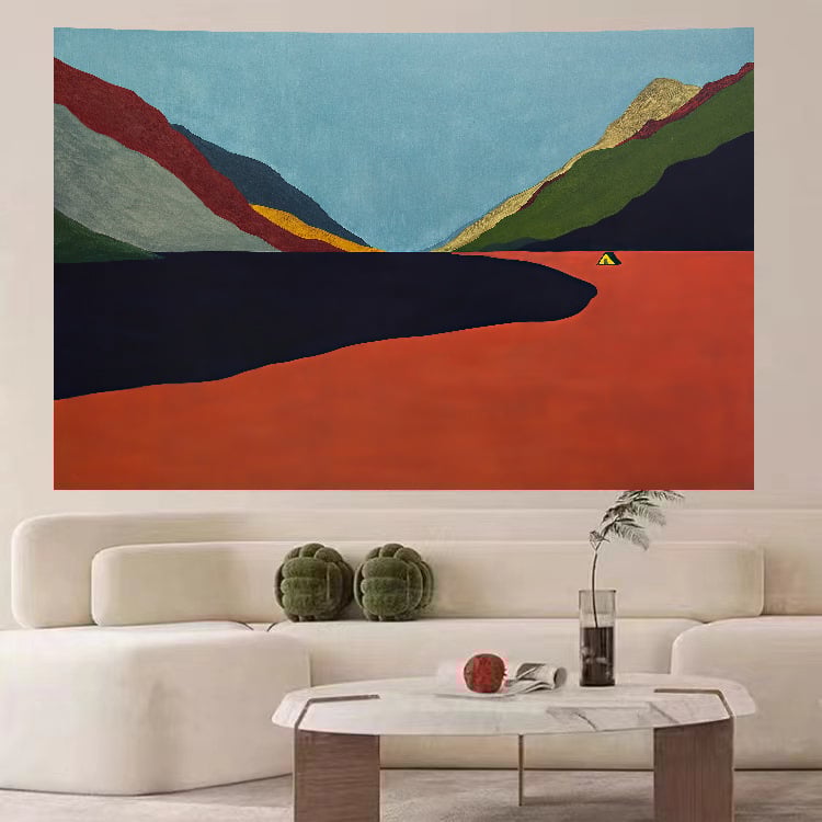 Goblen de perete: design simplu modern minimalist peisaj; Material: pluș; Conținut polyester: 81–90%; Stil: modern minimalist; Model: peisaj; Potrivit pentru living, dormitor, birou