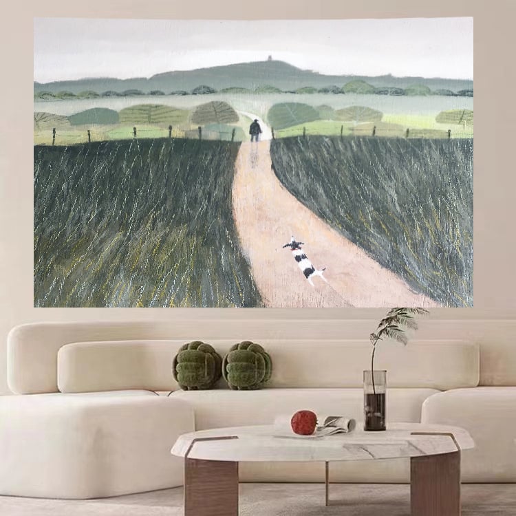 Goblen de perete: design simplu modern minimalist peisaj; Material: pluș; Conținut polyester: 81–90%; Stil: modern minimalist; Model: peisaj; Potrivit pentru living, dormitor, birou