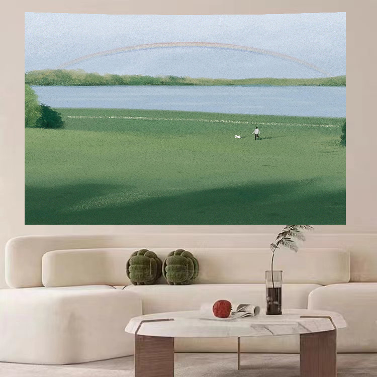 Goblen de perete: design simplu modern minimalist peisaj; Material: pluș; Conținut polyester: 81–90%; Stil: modern minimalist; Model: peisaj; Potrivit pentru living, dormitor, birou