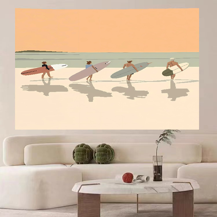 Goblen de perete: design simplu modern minimalist peisaj; Material: pluș; Conținut polyester: 81–90%; Stil: modern minimalist; Model: peisaj; Potrivit pentru living, dormitor, birou