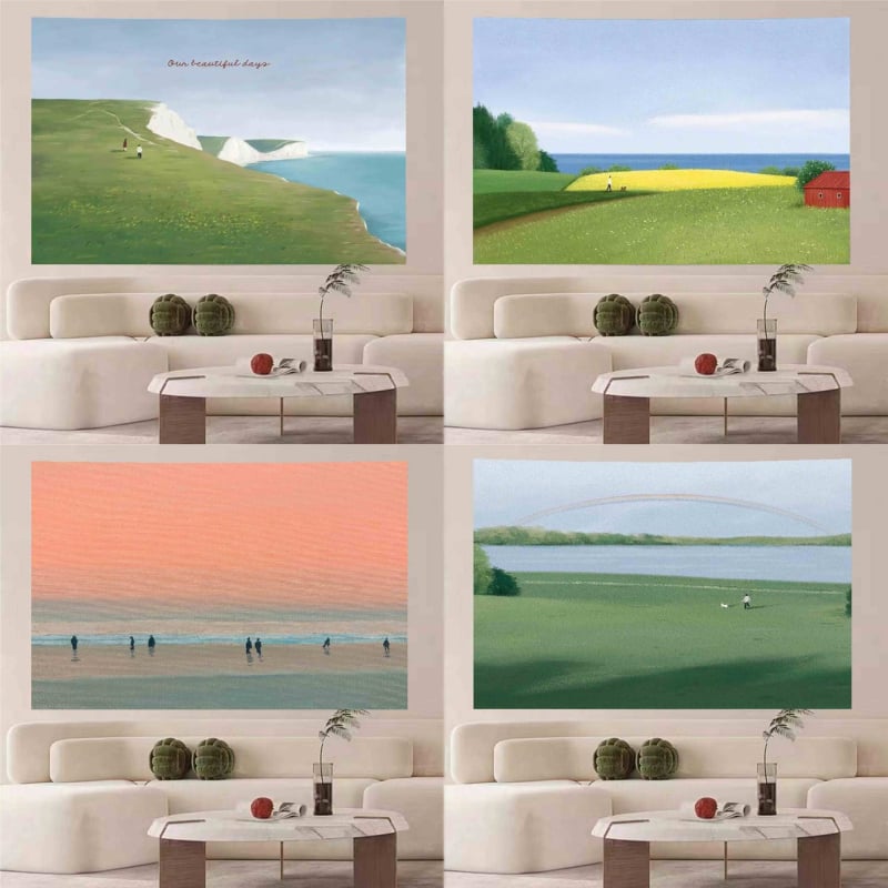 Goblen de perete: design simplu modern minimalist peisaj; Material: pluș; Conținut polyester: 81–90%; Stil: modern minimalist; Model: peisaj; Potrivit pentru living, dormitor, birou